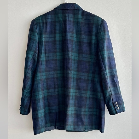 Giorgio Di Sant Angelo 100% Pure Wool Blue and Green Plaid Blazer, Size 14 - Picture 14 of 16